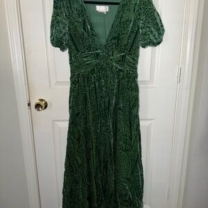 Anthropologie Deep Green Formal Dress